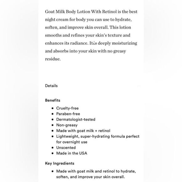 🦋$4 ~ Dionis Goat Milk Skincare Skin Smoothing Body Lotion With Retinol ~ NEW - Picture 6 of 6